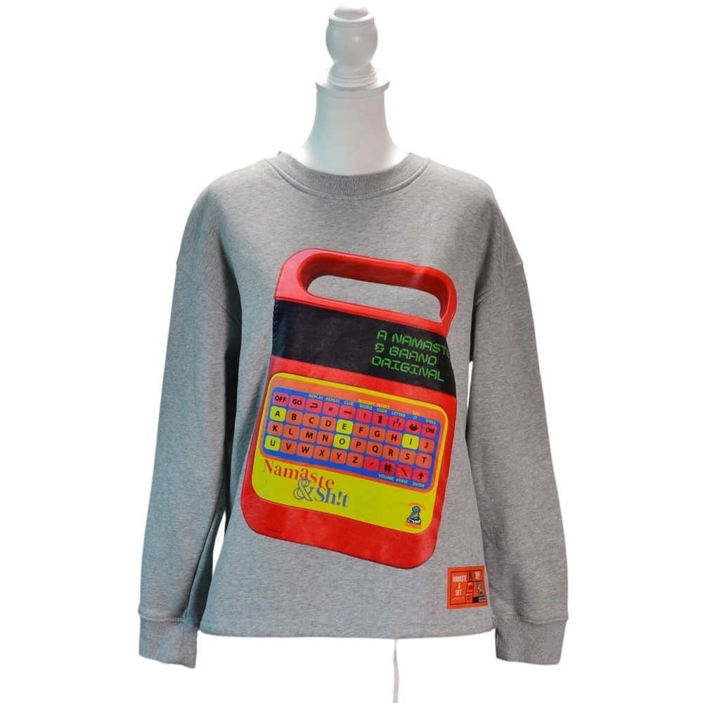Namaste and Sh!t Graphic Sweatshirt Casual Everyday Weekend Fall Gray Medium